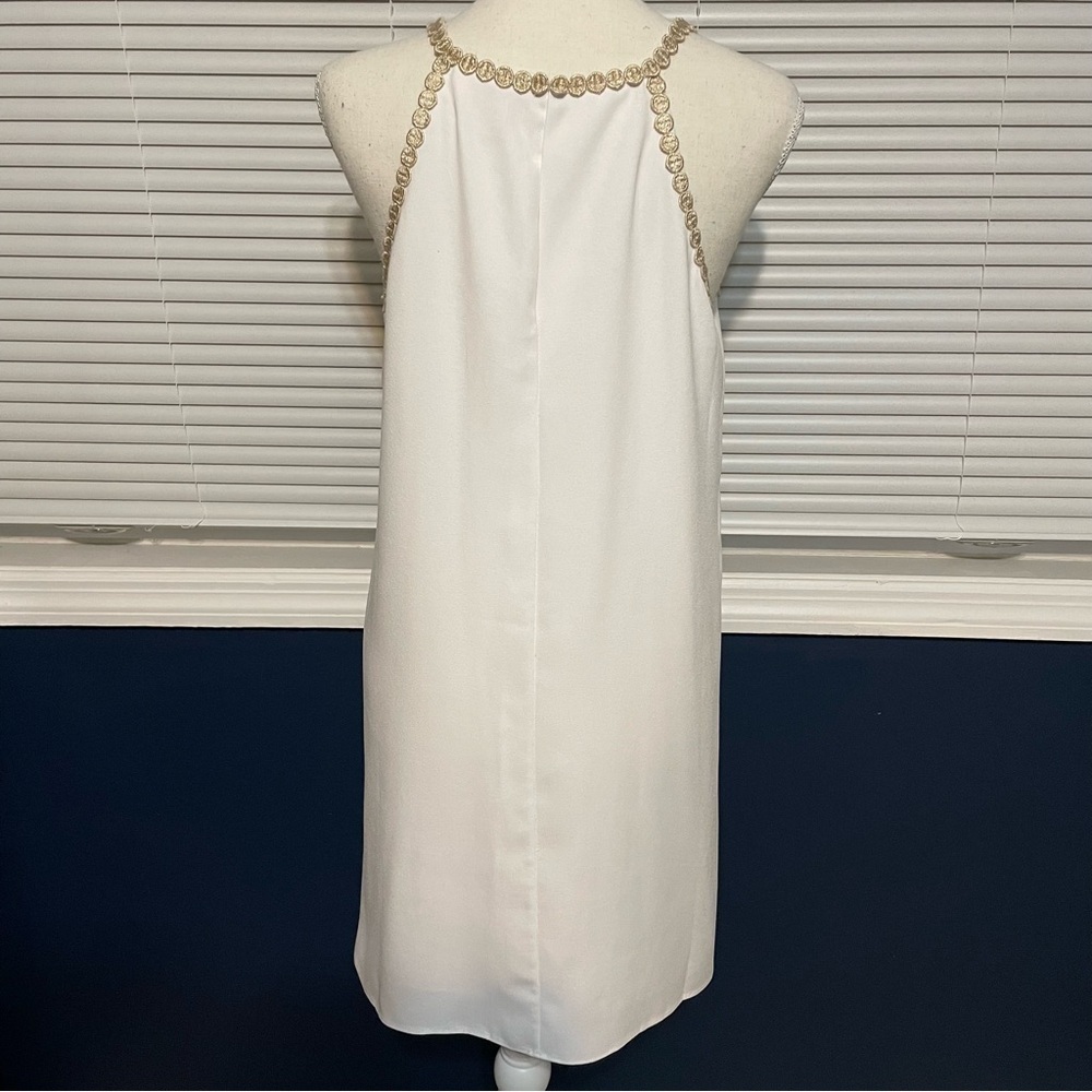 Lilly Pulitzer Pearl White Shift Dress Resort White Gold Halter - Picture 6 of 12